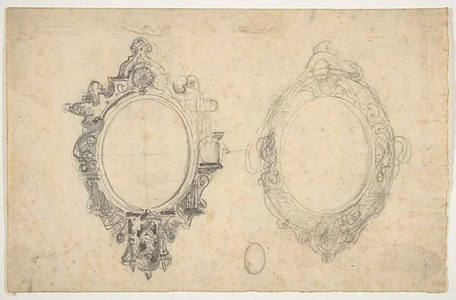 Designs for mirrors from the Workshop of Froment-Meurice; verso, studies for candlestick holders