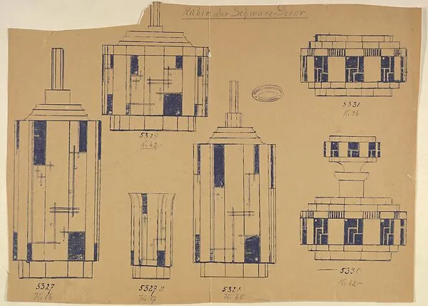Design for Cut Glass Bottles, Boxes and Tumbler — Wilhelm Kralik Glasraffinerie (formerly Gebrüder Pallme König)
