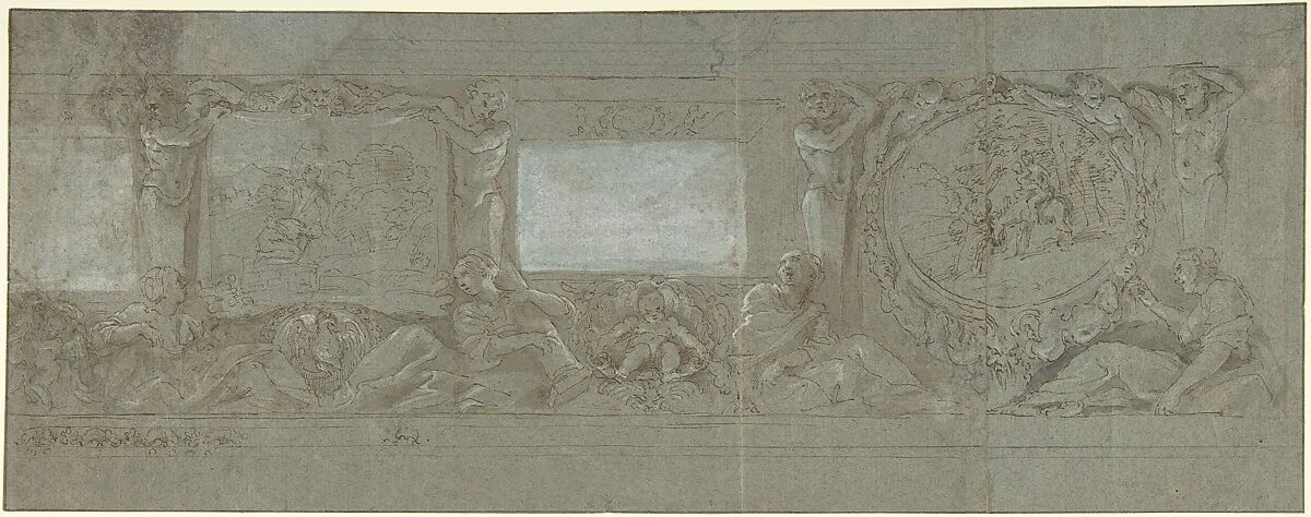 Design for a Wall Decoration with the Sacrifice of Abraham and the Flight into Egypt — Giovanni Lanfranco