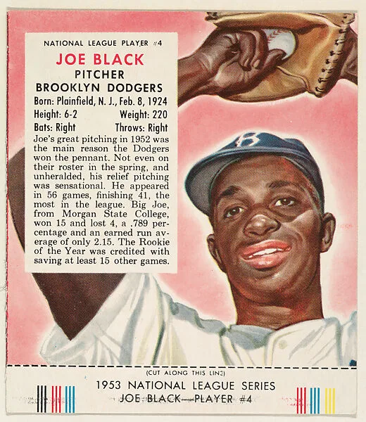 Joe Black, from the Red Man All-Star Team series (T233), issued by Red Man Chewing Tobacco — Red Man Chewing Tobacco