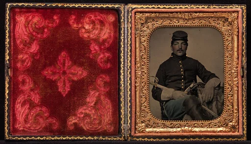 [Union Cavalry Soldier, Seated, with Sword and Handgun]