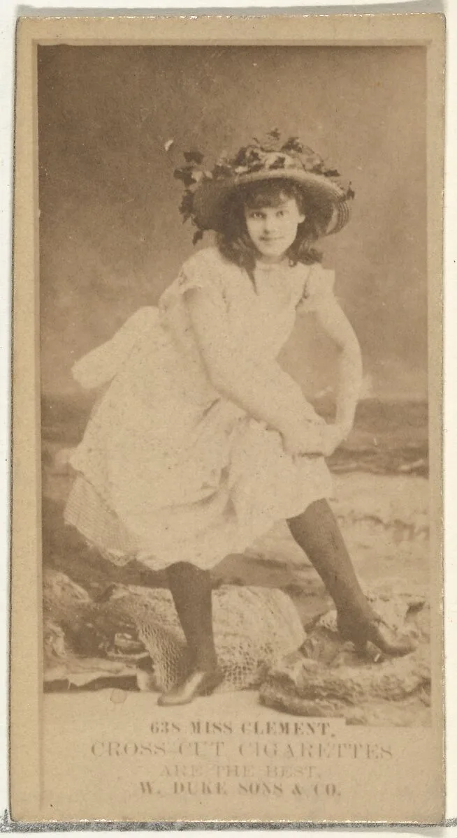 Card Number 638, Miss Clement, from the Actors and Actresses series (N145-3) issued by Duke Sons & Co. to promote Cross Cut Cigarettes — W. Duke, Sons & Co.