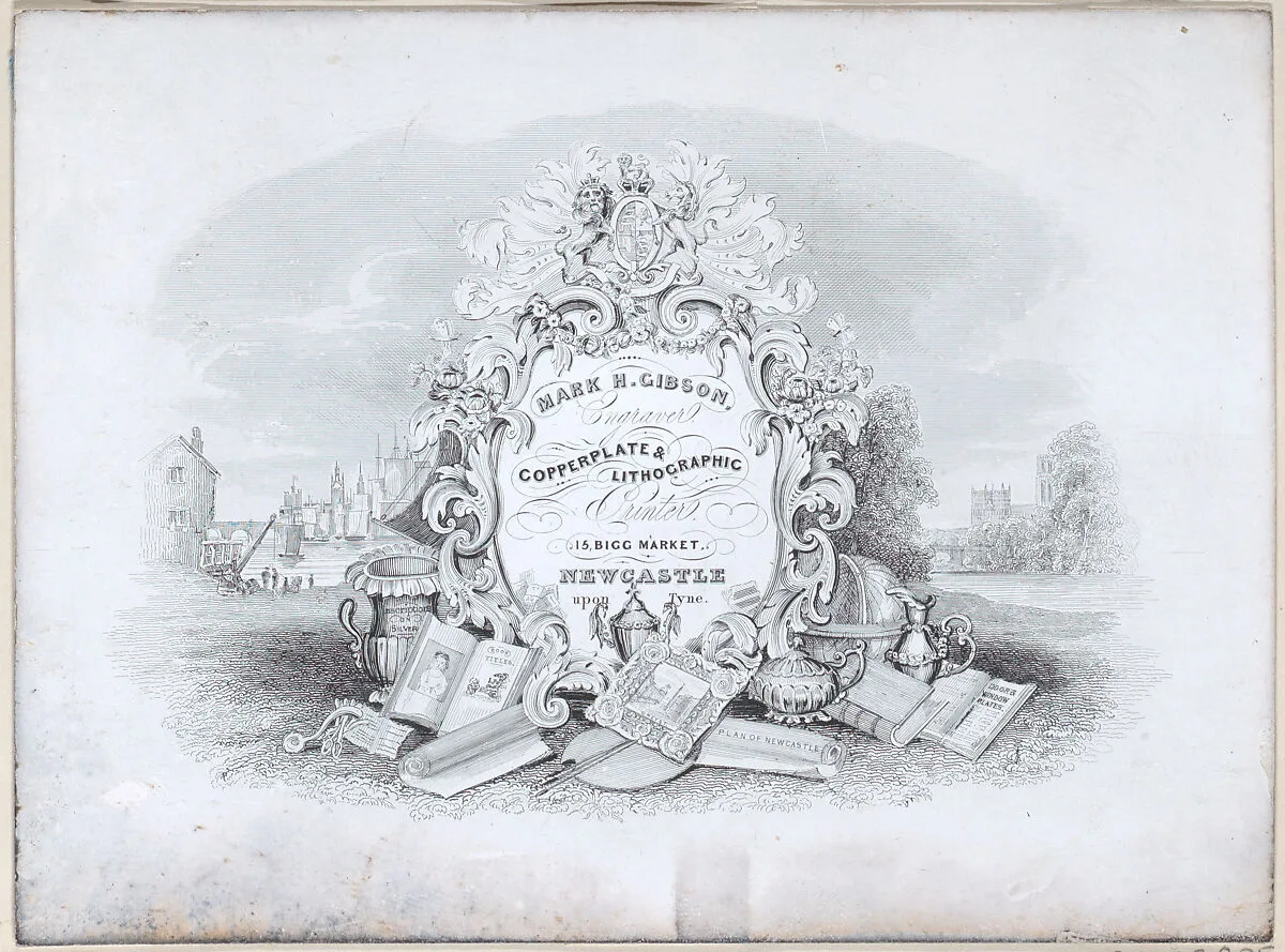 Trade Card for Mark H. Gibson, Engraver and Printer — Anonymous, British, 19th century