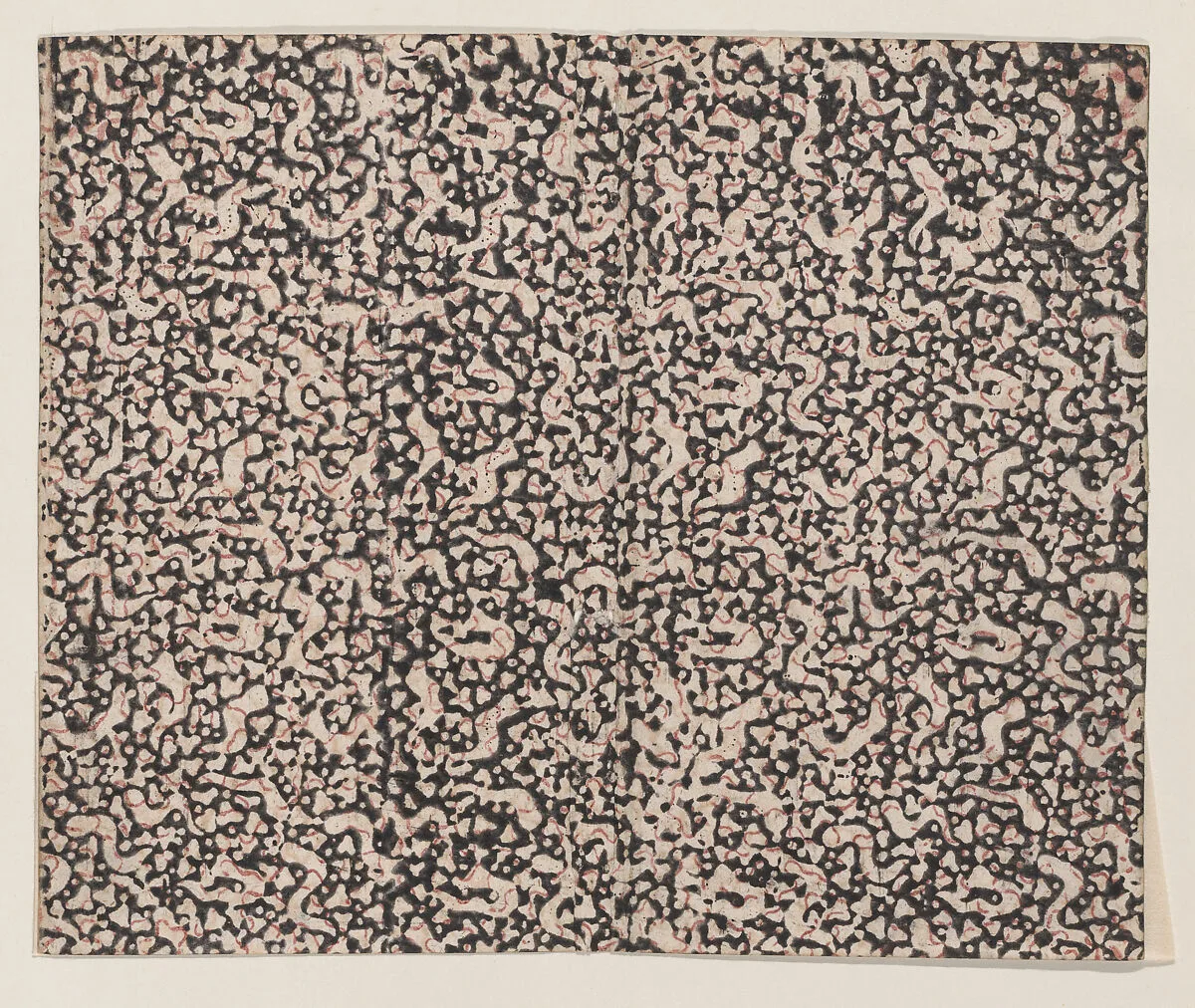 Book cover with overall floral and dot pattern — Anonymous