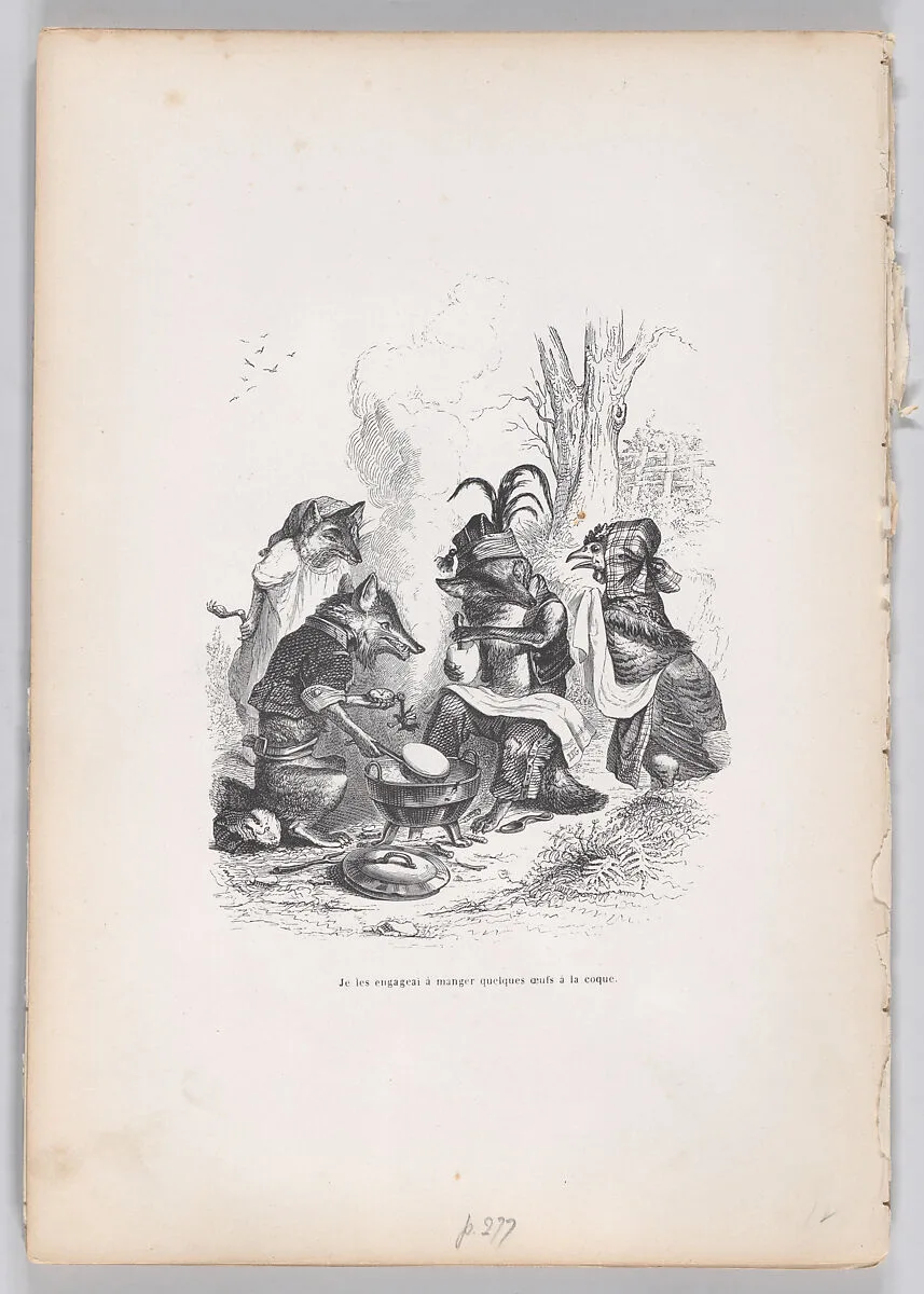 "I urged them to eat some boiled eggs" from Scenes from the Private and Public Life of Animals — Honoré de Balzac|J. J. Grandville