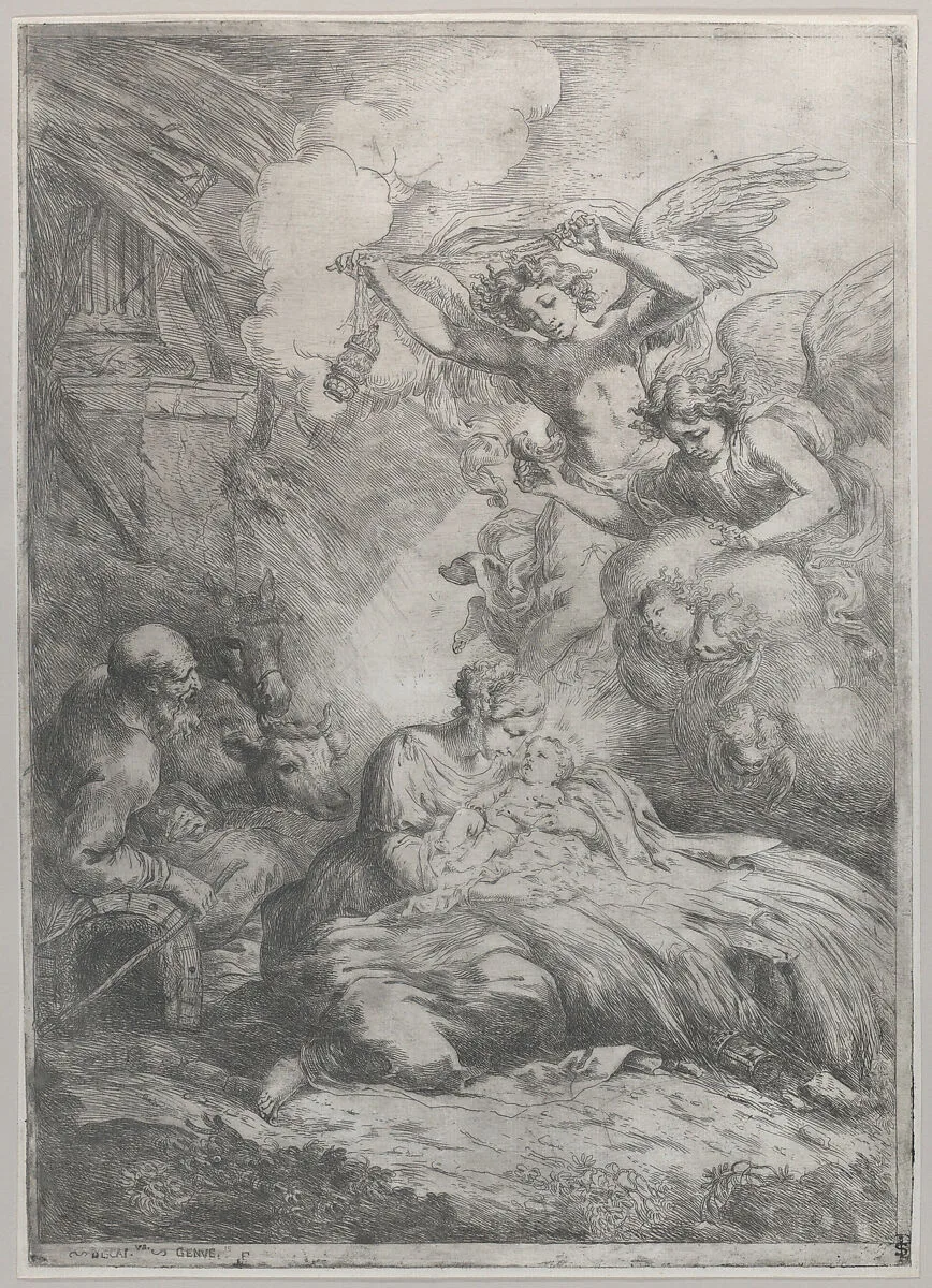 The Nativity with Angels — Bartolomeo Biscaino