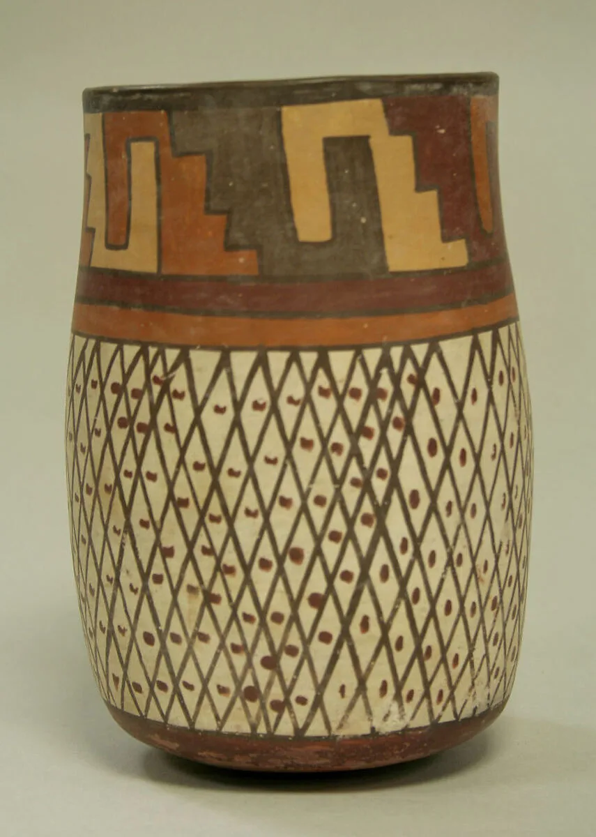 Tall Jar with Crosshatch Designs — Unknown