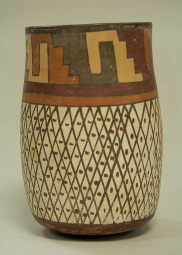 Tall Jar with Crosshatch Designs