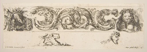 Rinceaux with Eagle and Lion, plate 15 from "Decorative friezes and foliage" (Ornamenti di fregi e fogliami)