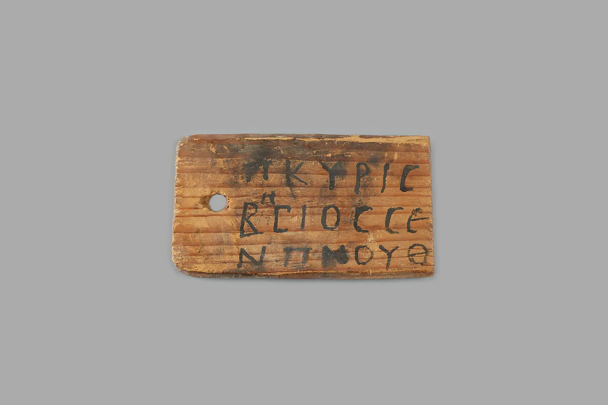 Mummy label of Pkyris (son of) Besis and Senpnouth — Unknown