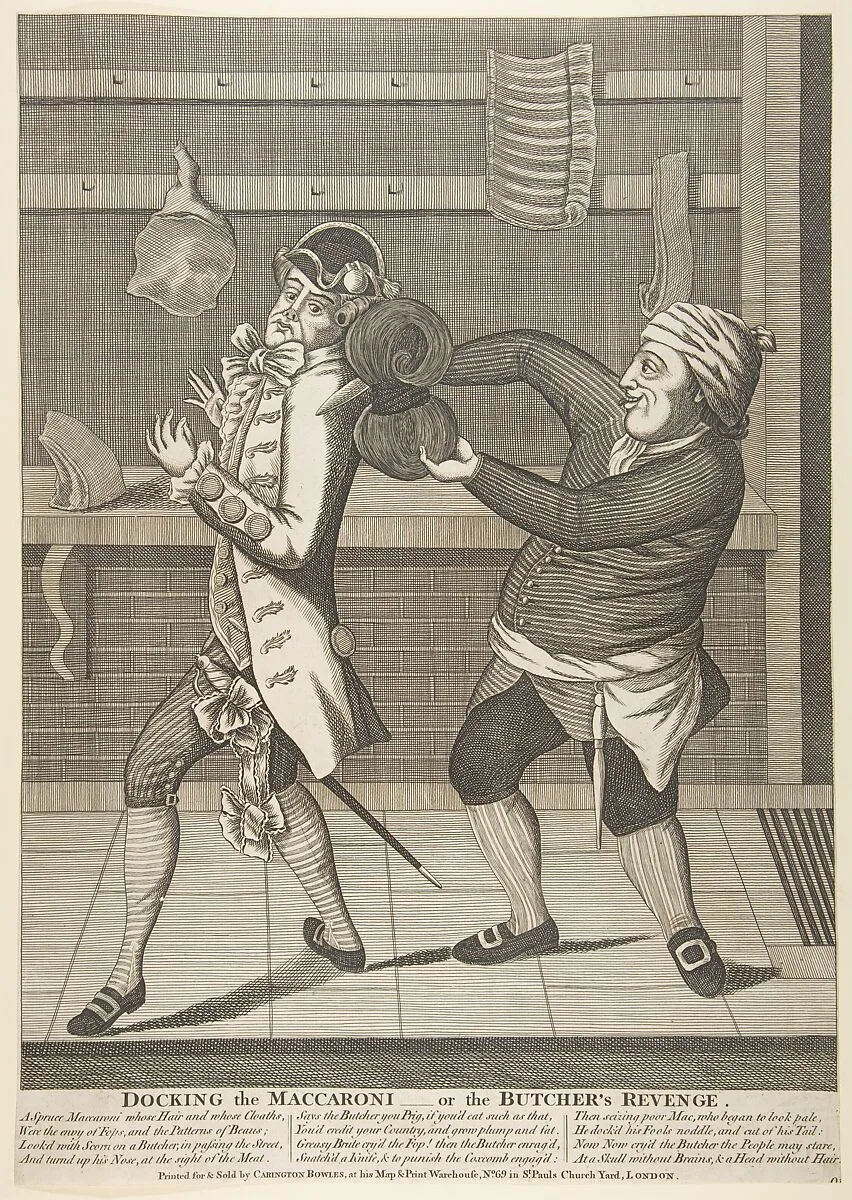 Docking the Macaroni–or the Butcher's Revenge — Carington Bowles I|Anonymous, British, 18th century
