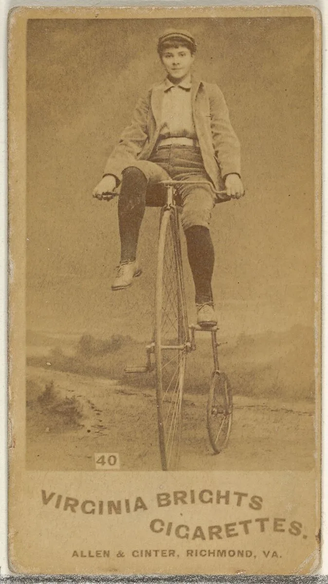 Card 40, from the Girl Cyclists series (N49) for Virginia Brights Cigarettes — Allen & Ginter