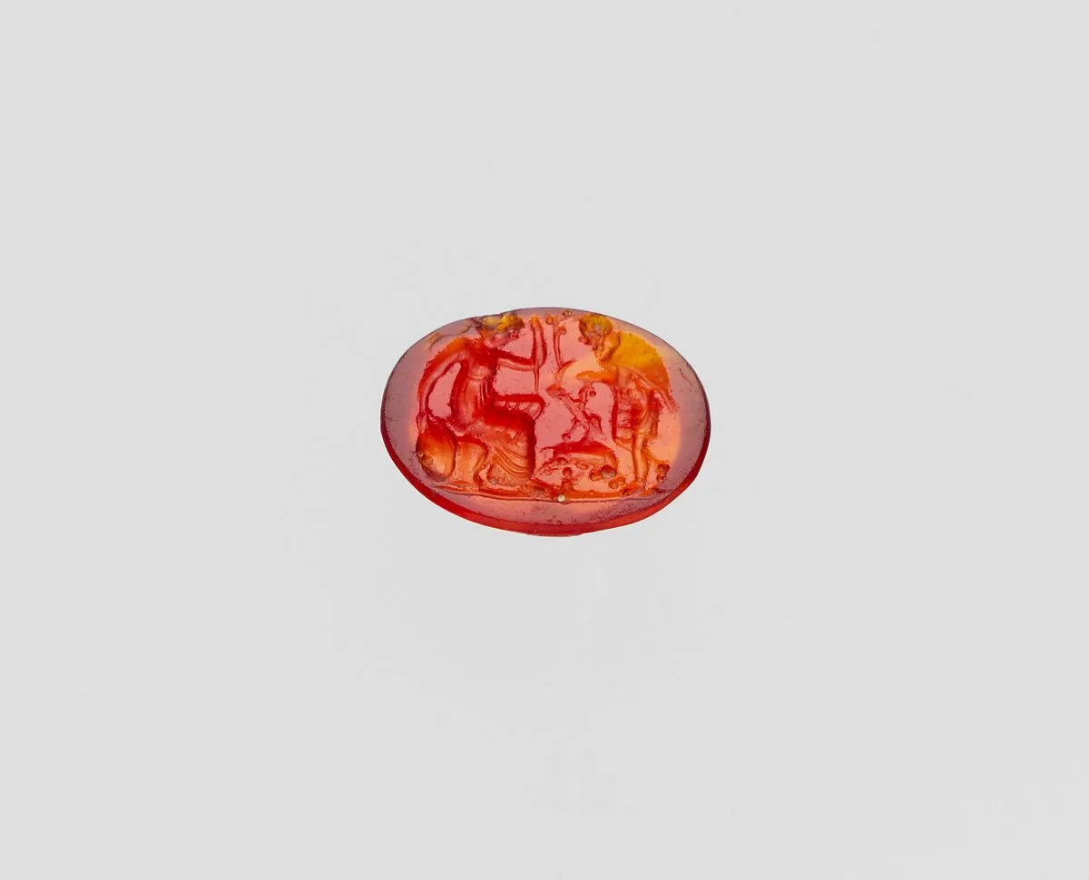 Carnelian oval engraved gem — Unknown