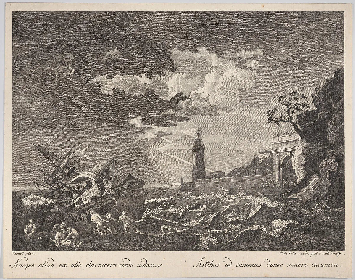 Nanque aliud ex alio clarescere corde uidemus. Artibus ad summus donec uenere cacumen. — Niccolò Cavalli|Pellegrino dal Colle|Joseph Vernet