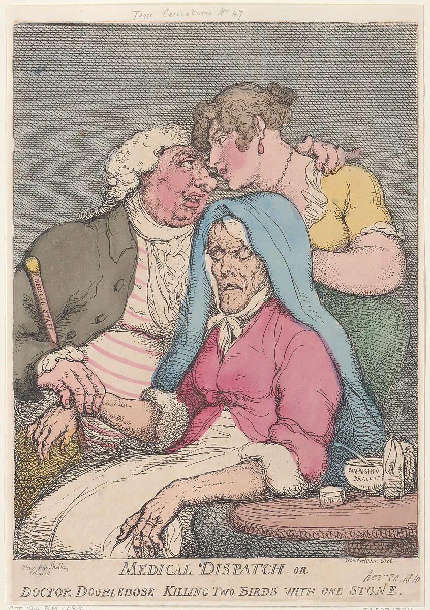 Medical Dispatch or Doctor Doubledose Killing Two Birds with One Stone — Thomas Rowlandson|Thomas Tegg