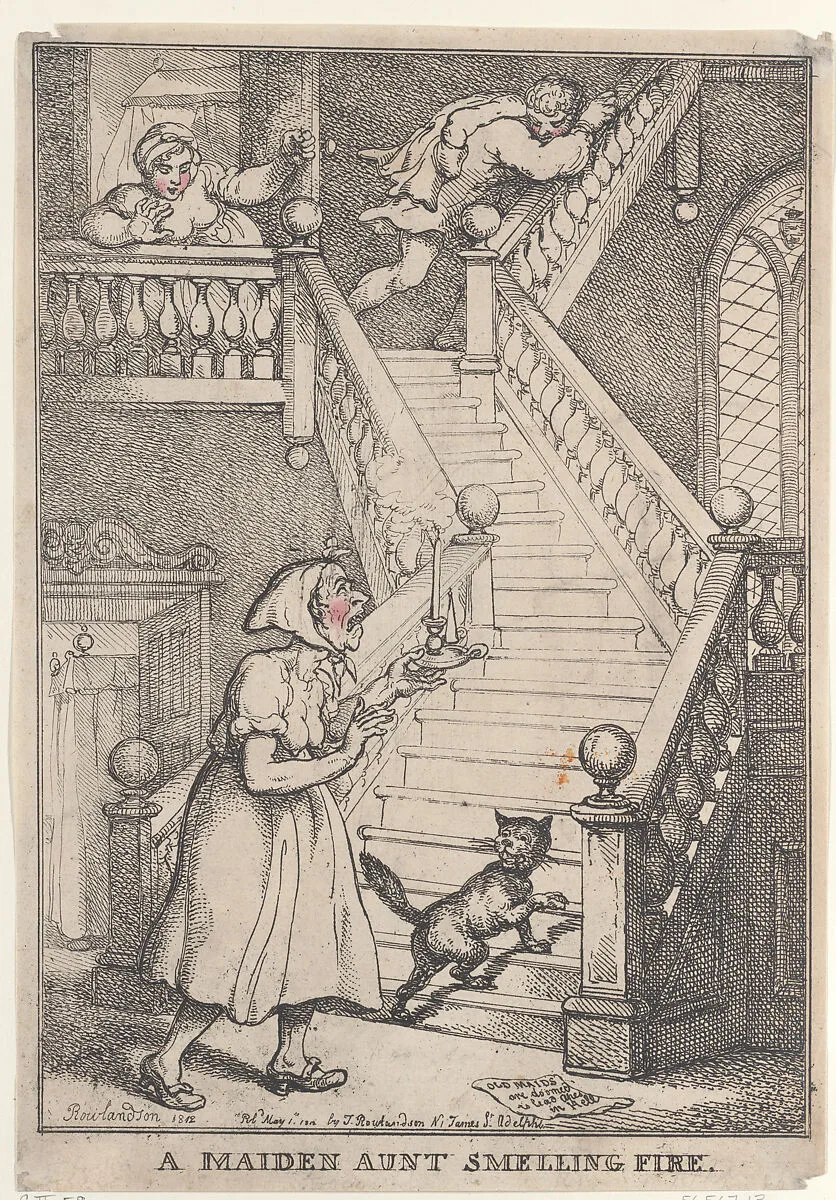 A Maiden Aunt Smelling Fire — Thomas Rowlandson