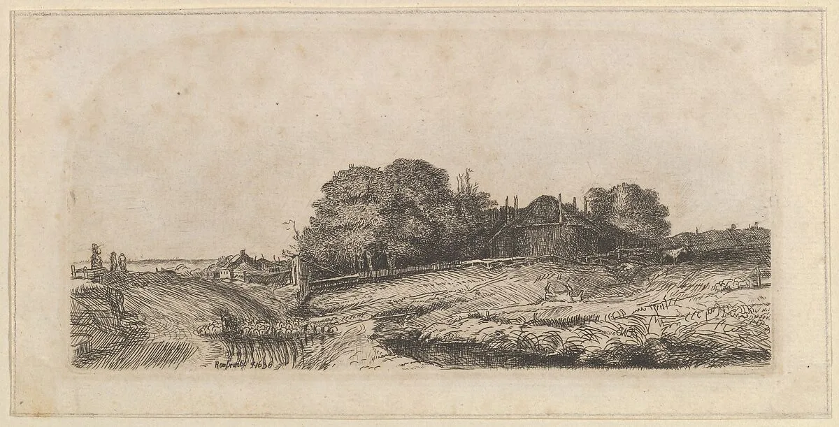 Landscape with a Haybarn and a Flock of Sheep (copy) — Rembrandt (Rembrandt van Rijn)|Captain William E. Baillie