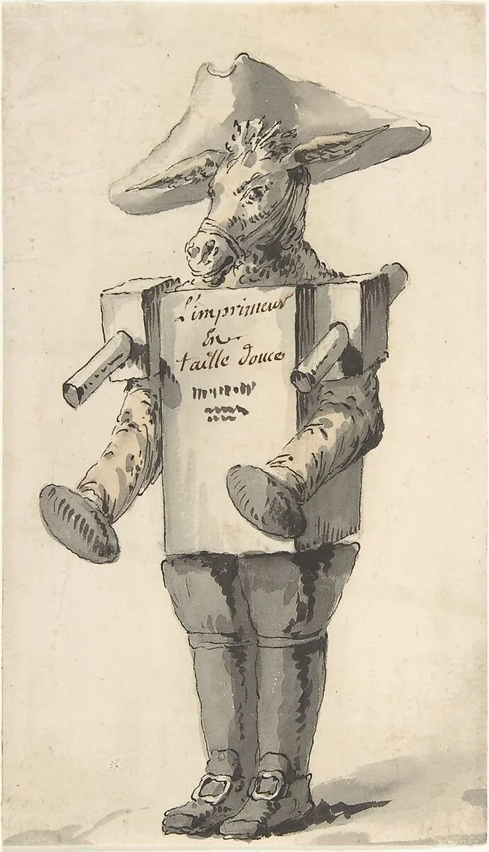Caricature of an Engravings Printer — Jean Charles Delafosse|Ennemond Alexandre Petitot