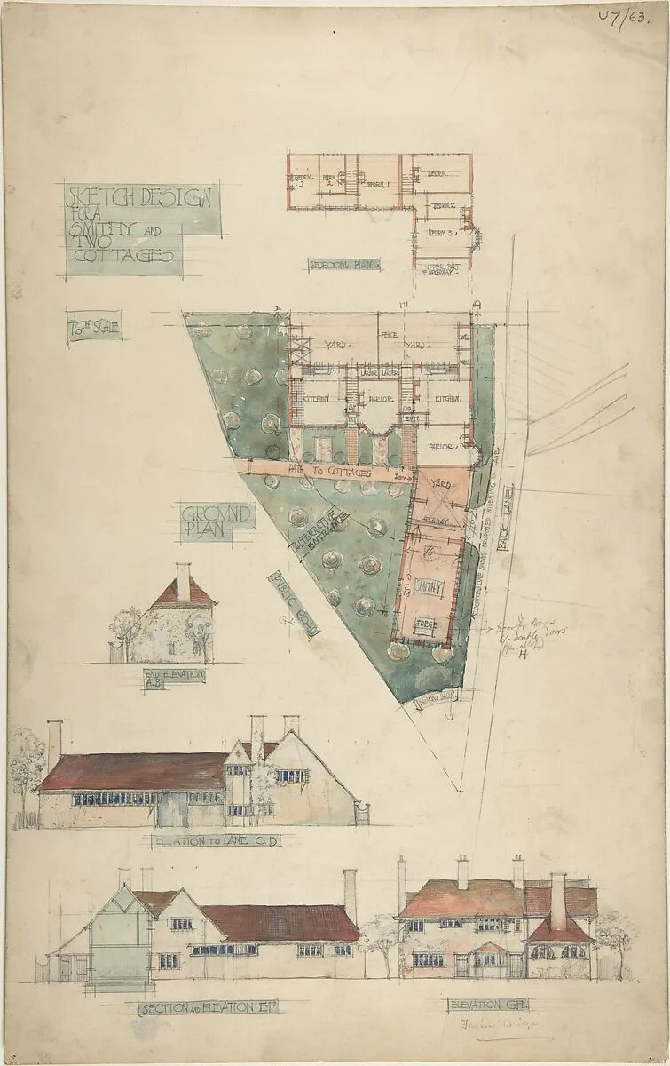 Design for a Smithy and Two Cottages — Charles Edward Mallows