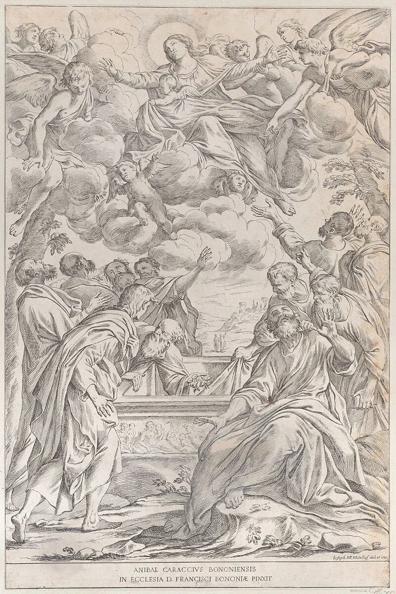 Plate 3: the Assumption of the Virgin — Giuseppe Maria Mitelli|Gioseffo Longhi|Annibale Carracci