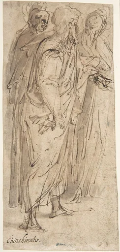 Three Standing Male Figures (recto); Two Standing Male Figures (verso)