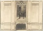 [Dismantled Wood Panelling Photographed in a Courtyard with Photographer Reflected in Mirror Above Mantelpiece]