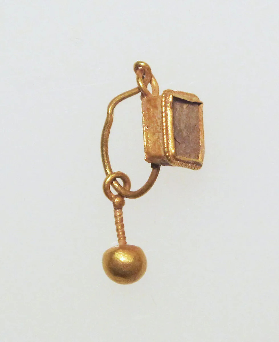 Earring with ball pendant and paste setting — Unknown