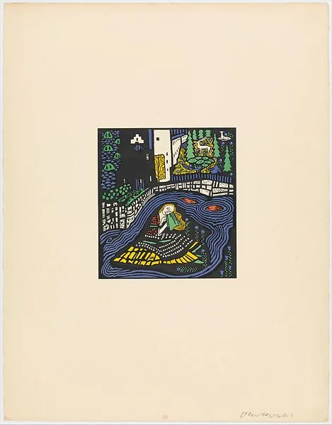 Schlafende Frau (Sleeping Woman), from the series Die Träumenden Knaben (The Dreaming Boys) — Oskar Kokoschka|Oskar Kokoschka|Berger and Chwala|Wiener Werkstätte|Gustav Klimt