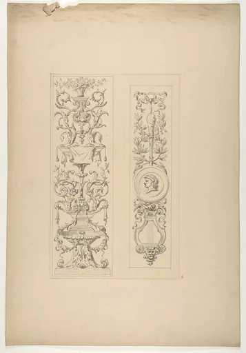 Two designs for decorative panels in rococco style