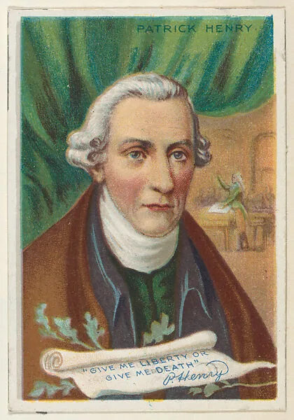 Patrick Henry, from the "Heroes of History" series (T68), issued with Miners Extra Smoking Tobacco, Natural Leaf Scrap, and Royal Bengals Little Cigars — Patrick Henry|Royal Bengals Little Cigars