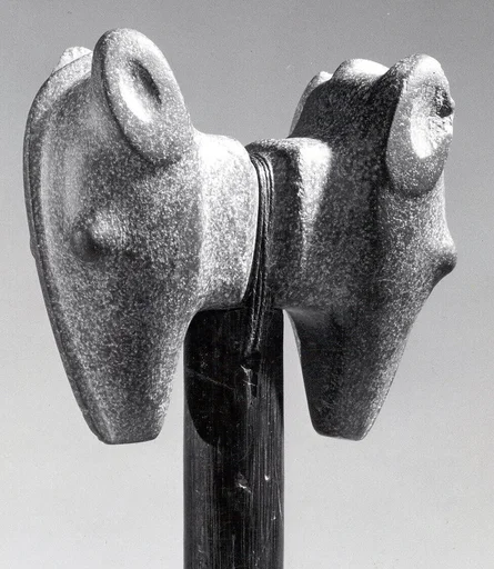 Stone Janus Mace Head