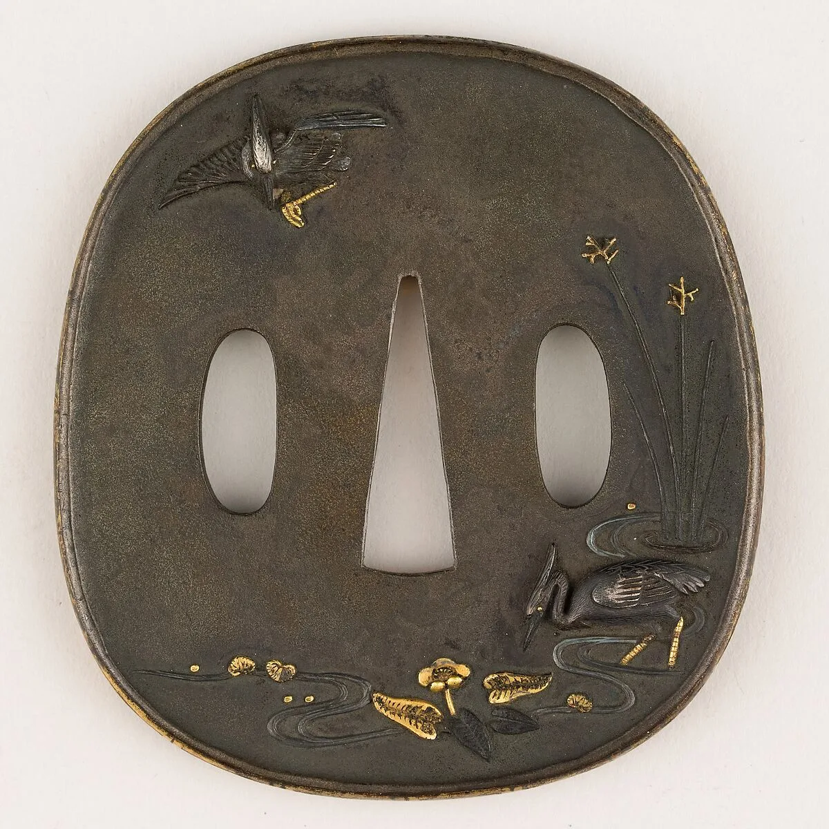 Sword Guard (<i>Tsuba</i>) Depicting Herons (鷺図鐔) — Unknown