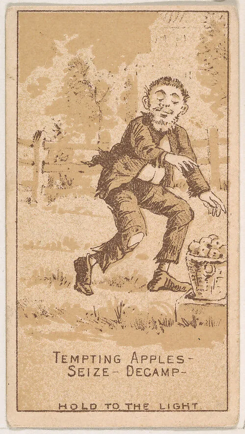 Tempting Apples..., from the Magic Changing Cards series (N223) issued by Kinney Tobacco Company — Kinney Brothers Tobacco Company