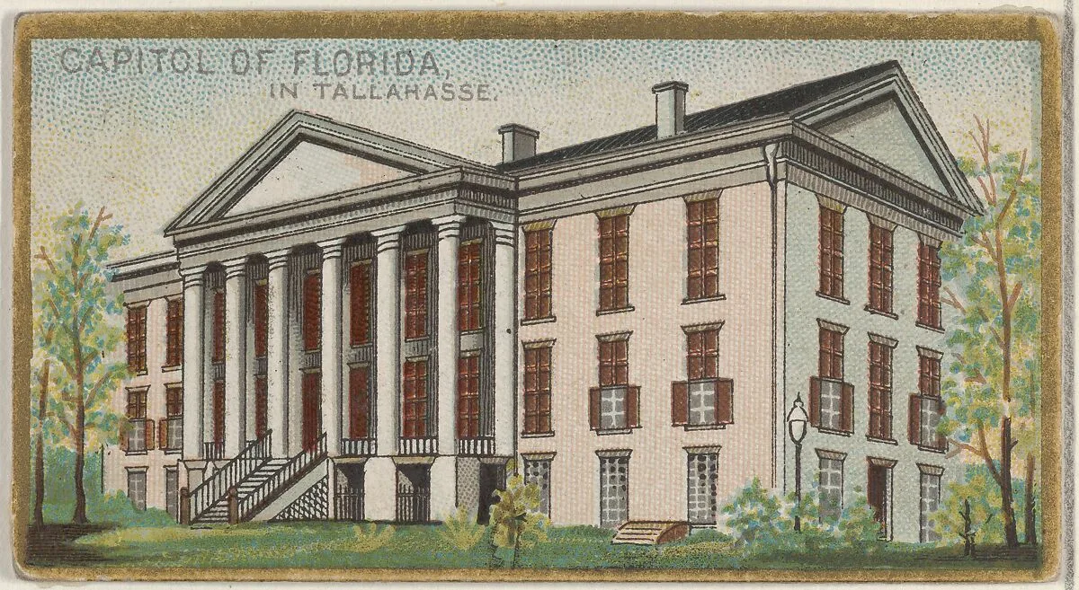 Capitol of Florida in Tallahasse, from the General Government and State Capitol Buildings series (N14) for Allen & Ginter Cigarettes Brands — Allen & Ginter|The Gast Lithograph & Engraving Company