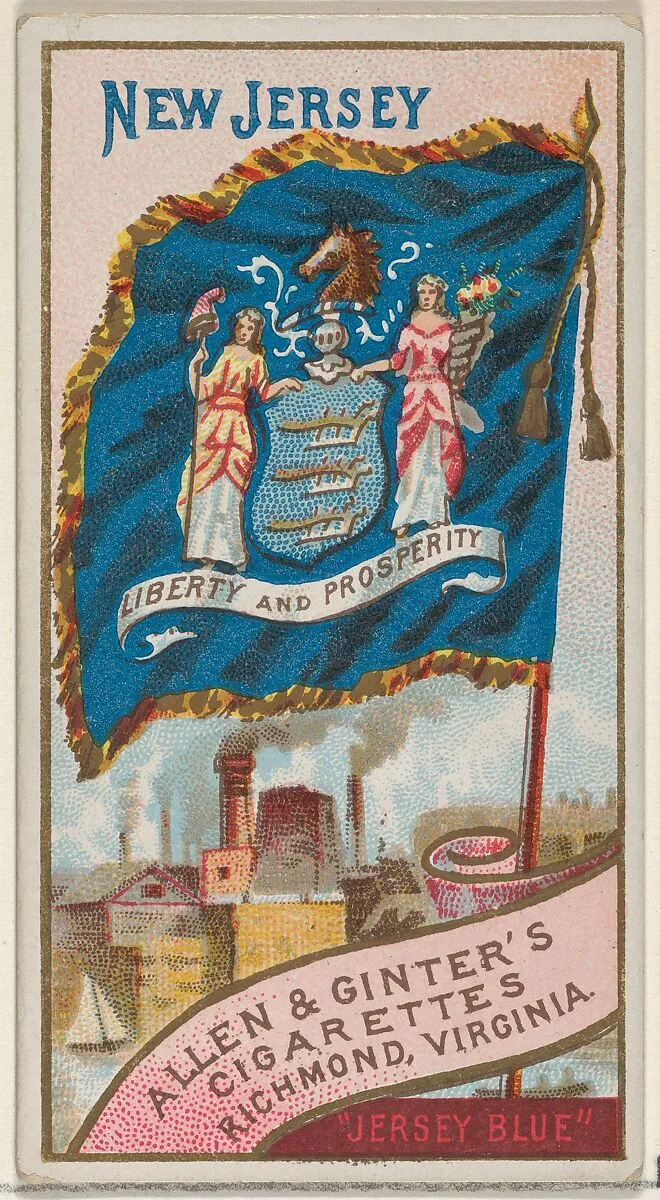 New Jersey, from Flags of the States and Territories (N11) for Allen & Ginter Cigarettes Brands — Allen & Ginter