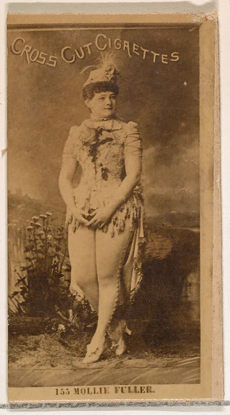 Card Number 155, Miss Fuller, from the Actors and Actresses series (N145-2) issued by Duke Sons & Co. to promote Cross Cut Cigarettes — W. Duke, Sons & Co.