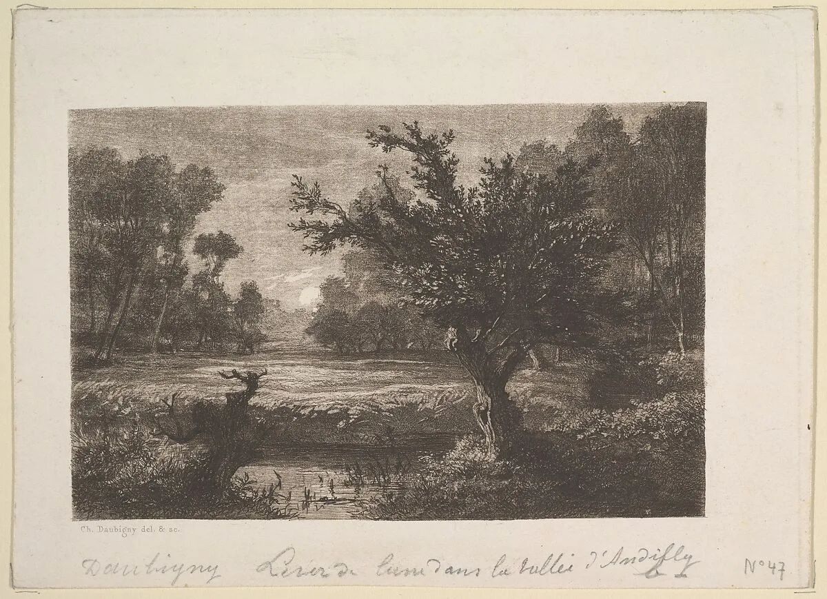 Moonrise in the Valley of the Andilly — Charles-François Daubigny