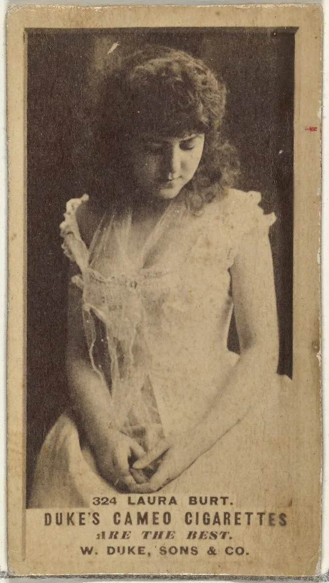 Card Number 324, Laura Burt, from the Actors and Actresses series (N145-5) issued by Duke Sons & Co. to promote Cameo Cigarettes — W. Duke, Sons & Co.