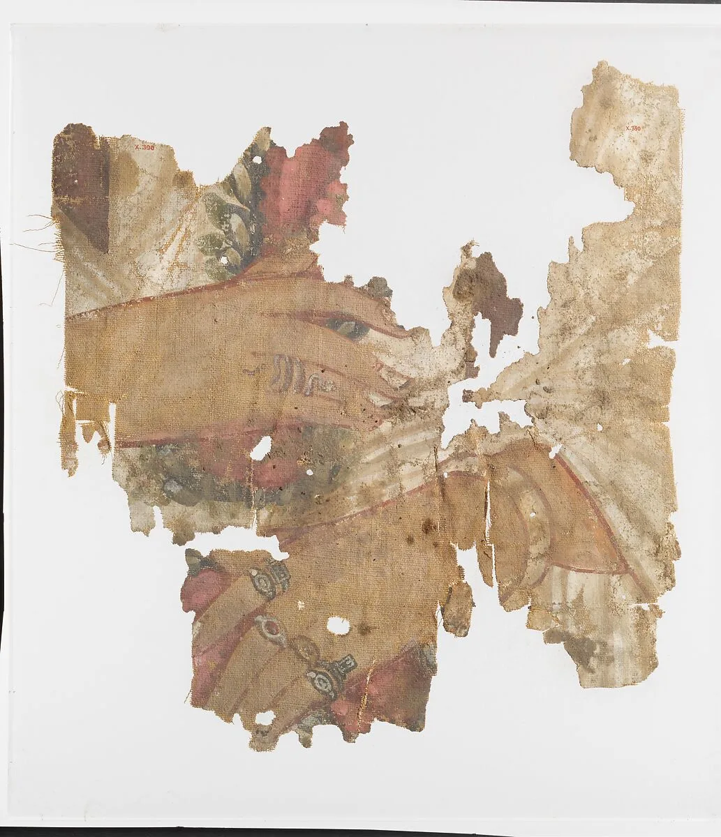 Fragment of a painted mummy shroud — Unknown