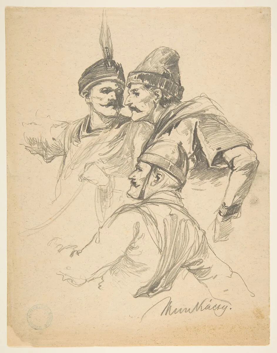 Study of Three Men, Bust Length — Mihály Munkácsy