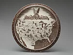 Round platter with map of the United States