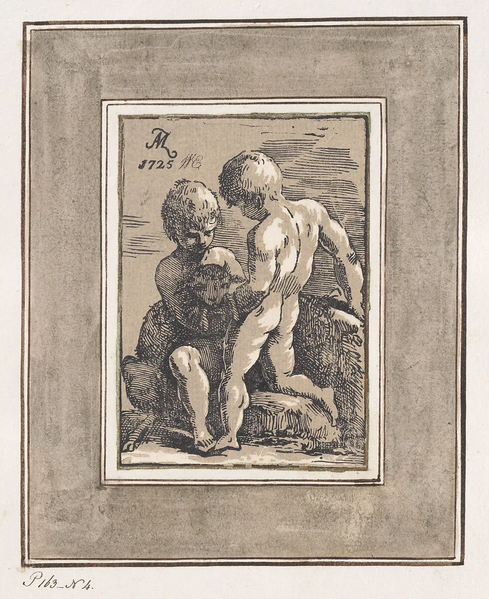 Two Children Playing with a Lamb — Anton Maria Zanetti the Elder|Parmigianino (Girolamo Francesco Maria Mazzola)
