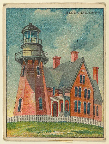 Block Island Light, from the "Lighthouse Series" (T77), issued with Hassan Cigarettes by the American Tobacco Company — American Tobacco Company