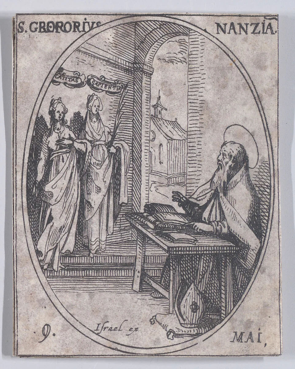S. Grégoire de Naziance (St. Gregory of Naziance), May 9th, from "Les Images De Tous Les Saincts et Saintes de L'Année" (Images of All of the Saints and Religious Events of the Year) — Jacques Callot|Israël Henriet