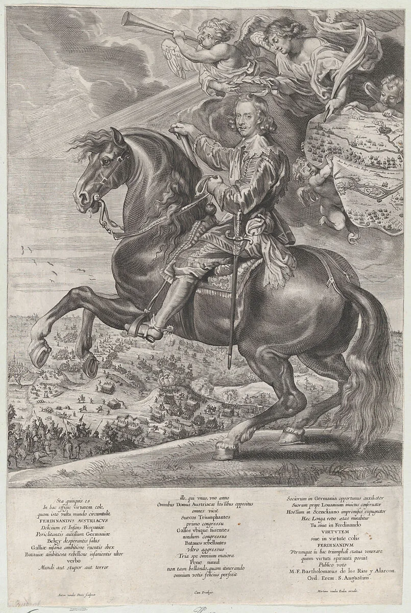 Portrait of Cardinal-Infante Ferdinand of Austria, on horseback — Cardinal-Infante Ferdinand of Austria|Martinus van den Enden|Anton van der Does|Peter Paul Rubens