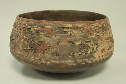 Incised Painted Bowl with Birds
