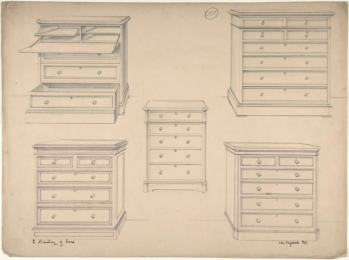 Designs for Chests of Drawers — Charles Hindley and Sons