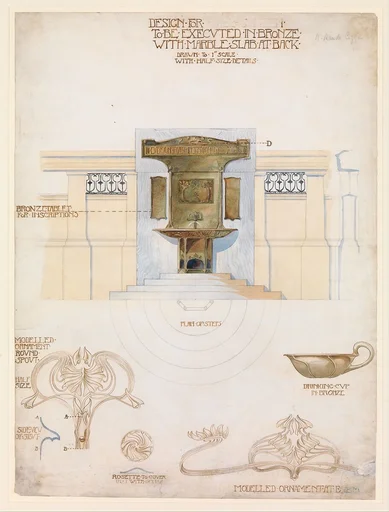 Design for a Fountain to be Executed in Bronze with a Marble Slab at the Back