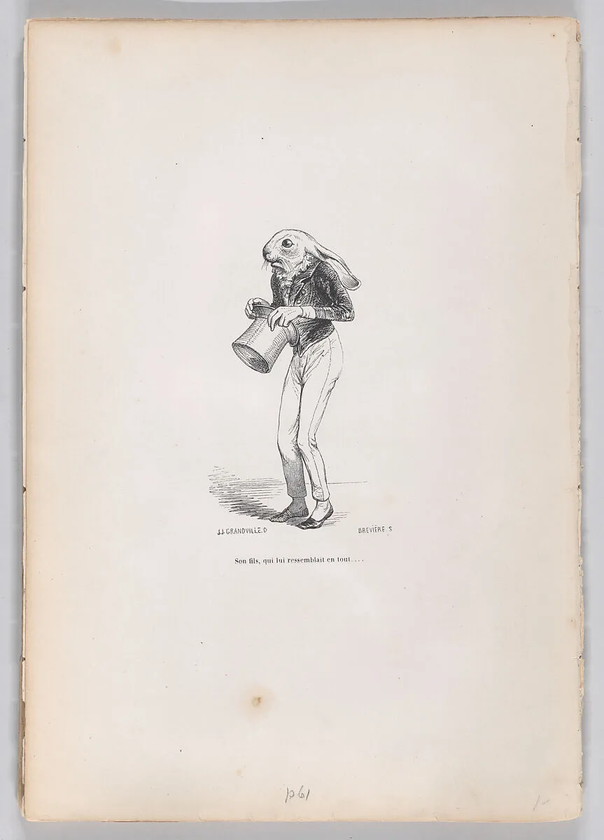 "His son, who looked like him in every way ..." from Scenes from the Private and Public Life of Animals — Honoré de Balzac|Louis-Henri Brevière|J. J. Grandville