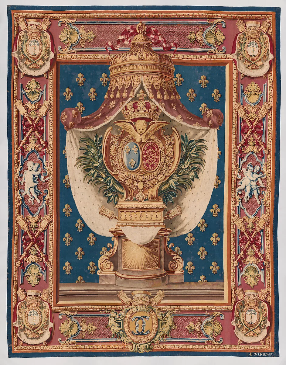Portiere with the Chauvelin arms from a set called a Chancellerie — Claude Audran III|Manufacture Nationale des Gobelins|Etienne-Claude Le Blond|Louis XV, King of France